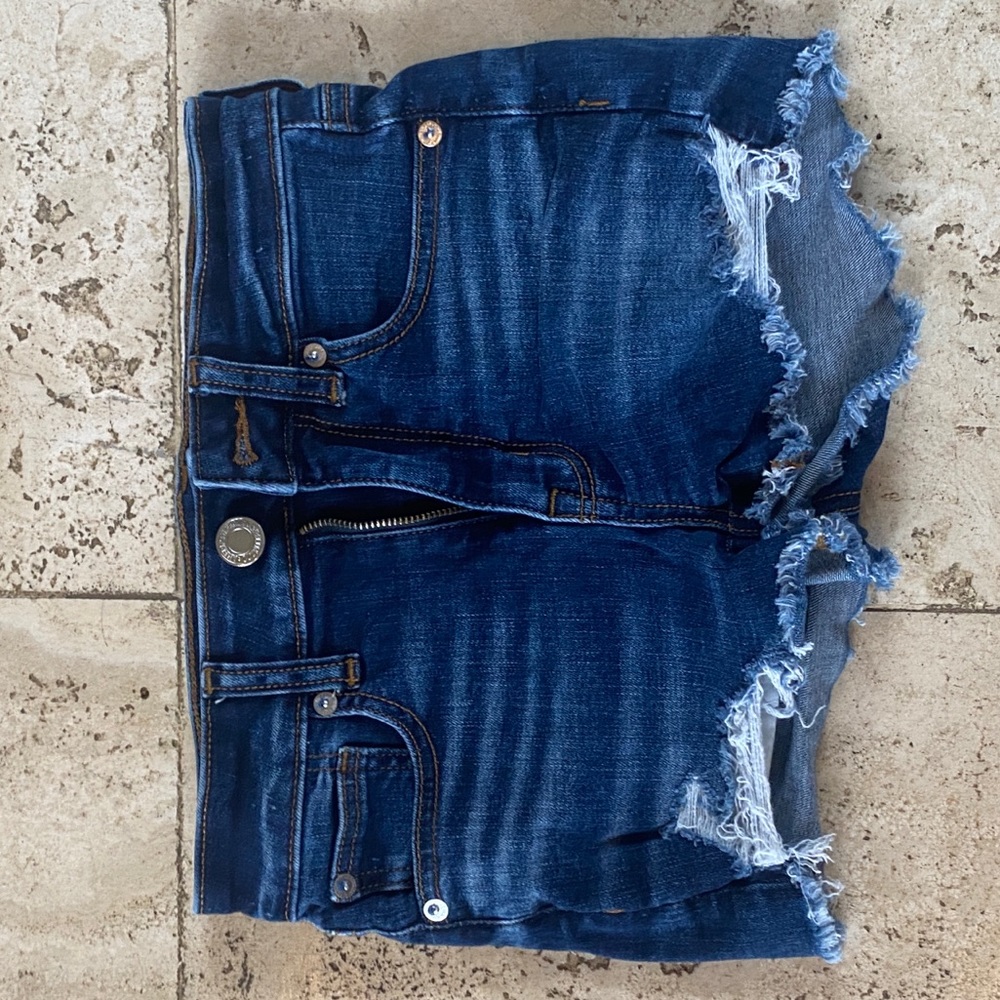 american eagle jean shorts dark blue